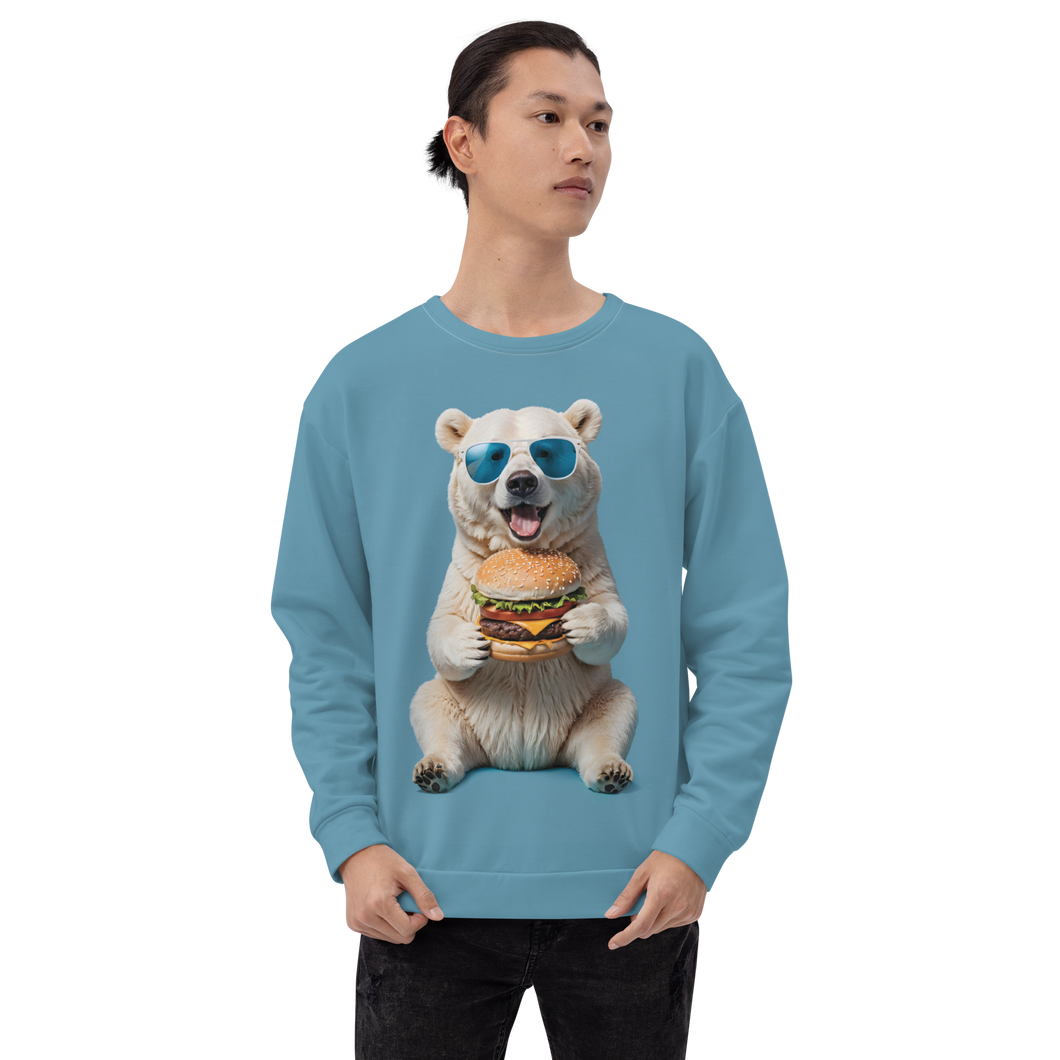 Polar Bear and Burger All-Over Print Unisex Sweatshirt