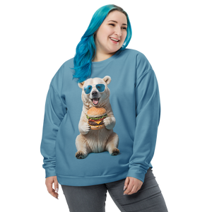 Polar Bear and Burger All-Over Print Unisex Sweatshirt