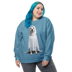 Dog in Ghost Costume All-Over Print Unisex Sweatshirt