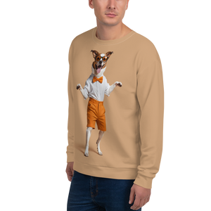 Happy Dancing Dog Beige Unisex Sweatshirt