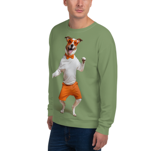 Funny Dancing Dog Green Unisex Sweatshirt