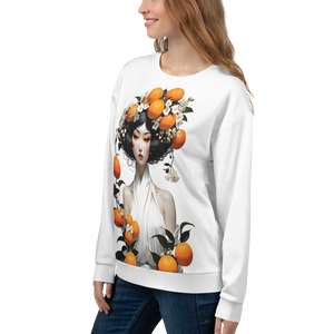 Oriental Lady with Orange Fruits All-Over Print Unisex Sweatshirt