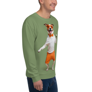 Funny Dancing Dog Green Unisex Sweatshirt