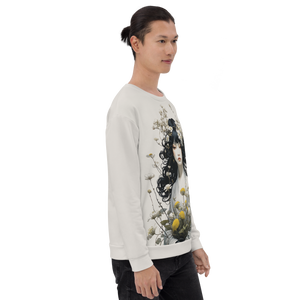 Oriental Lady with Yellow Flowers All-Over Print Unisex Sweatshirt