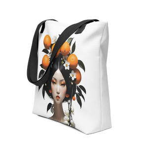 Beauty Lady with Orange Fruits Tote Bag