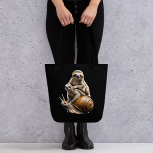 Sloth Riding A Snail Tote Bag