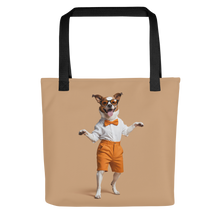 Happy Dancing Dog Beige Tote Bag