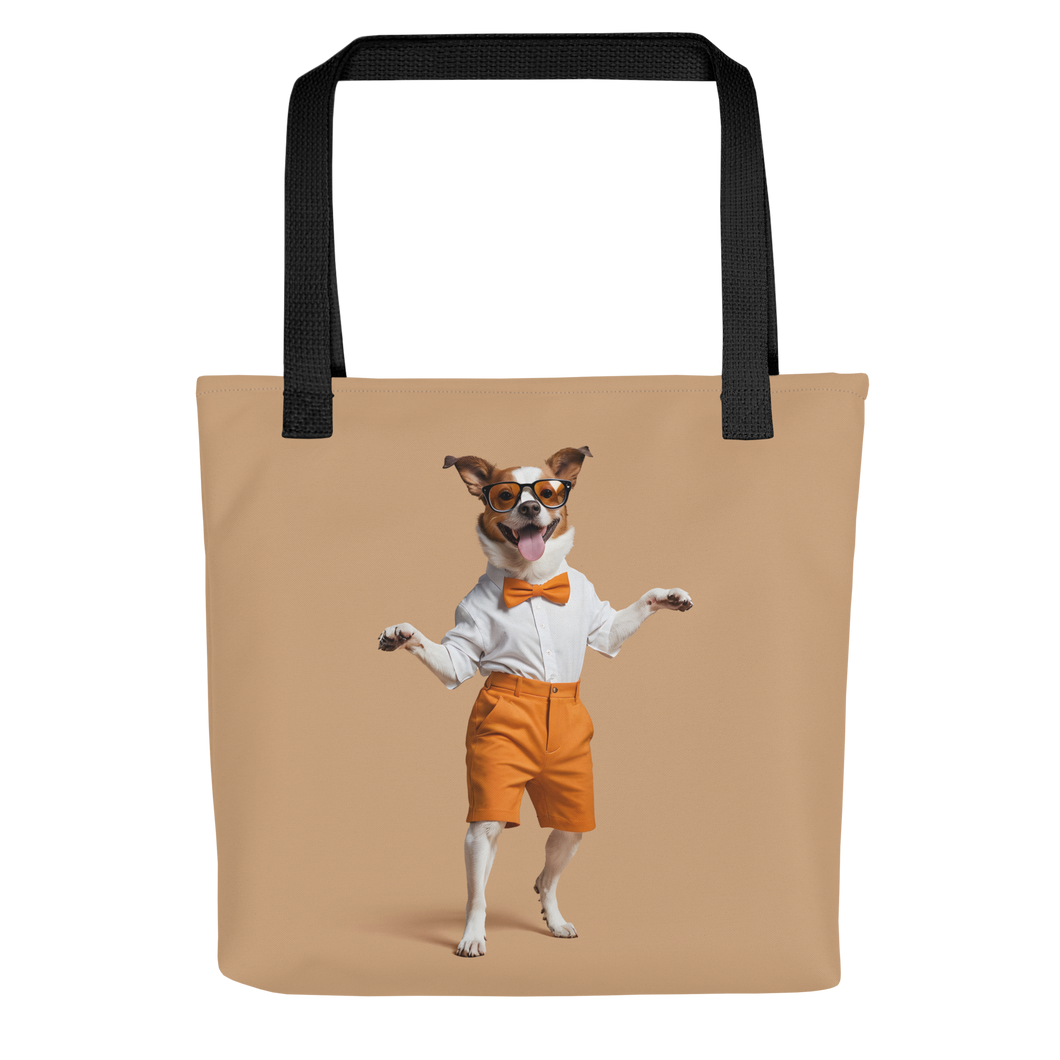 Happy Dancing Dog Beige Tote Bag