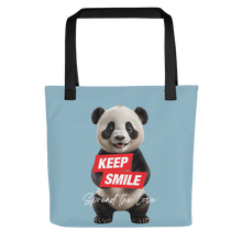 Keep Smile Blue Panda Tote Bag