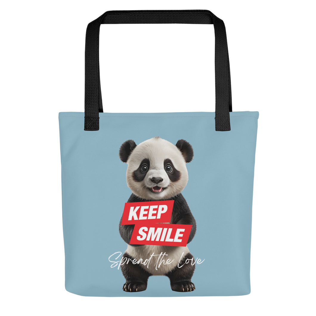 Keep Smile Blue Panda Tote Bag