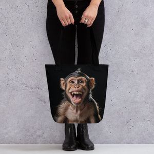 Happy Monkey Black Tote Bag