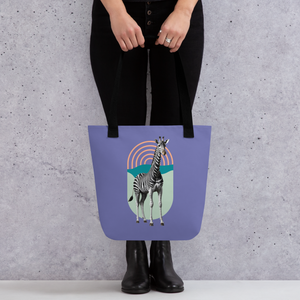 Giraffe Zebra Purple Tote Bag