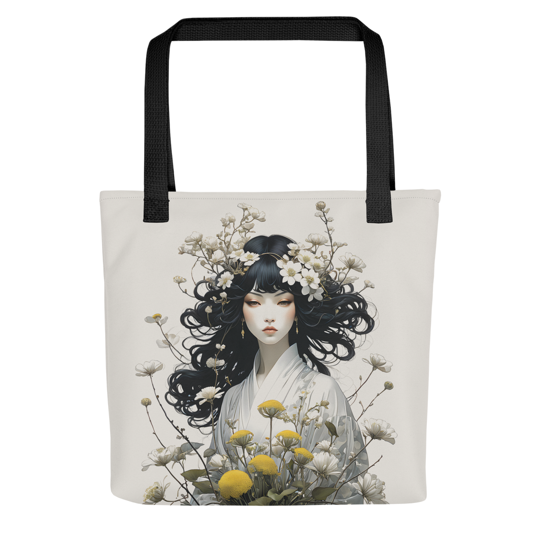 Oriental Lady with Yellow Flowers Laptop Sleeve