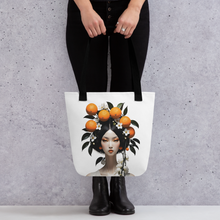 Beauty Lady with Orange Fruits Tote Bag