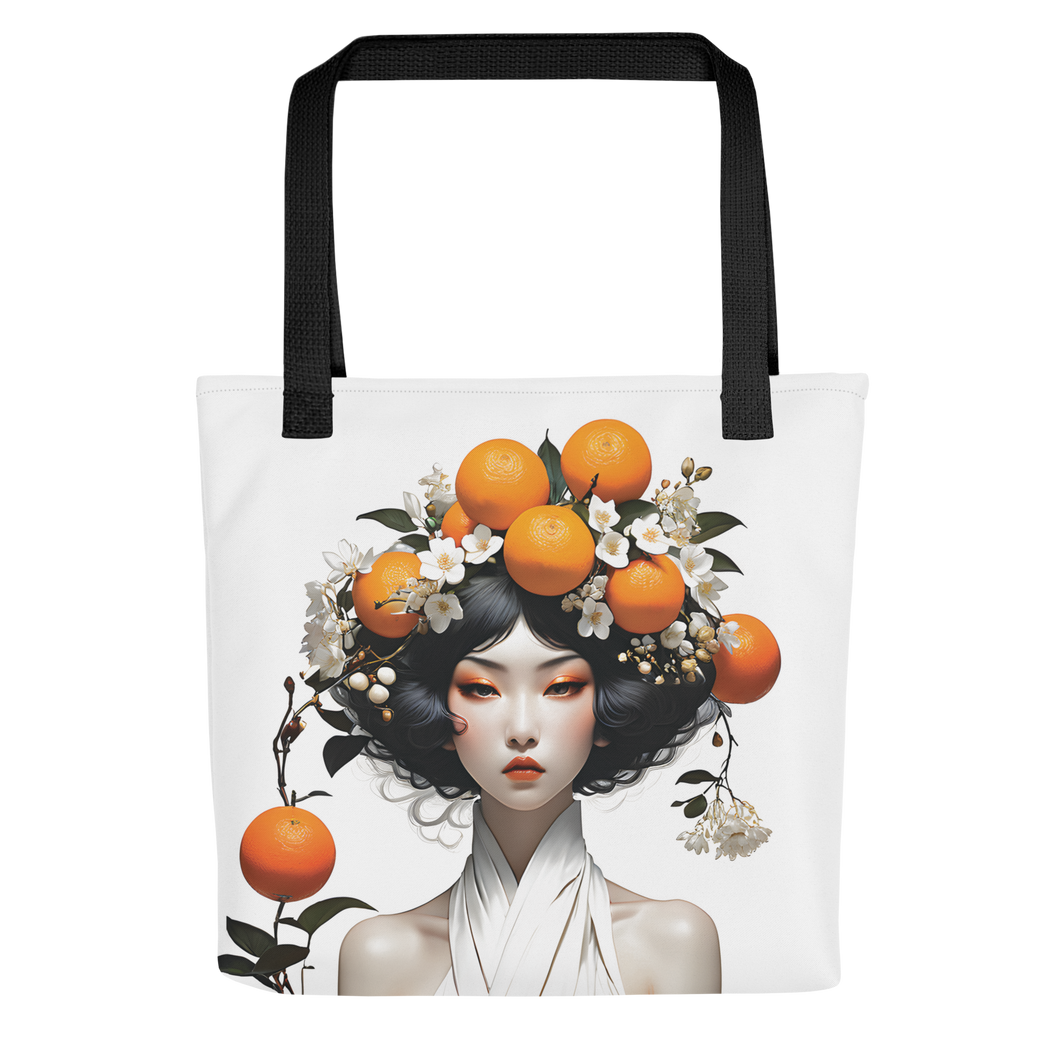 Oriental Lady with Orange Fruits Tote Bag