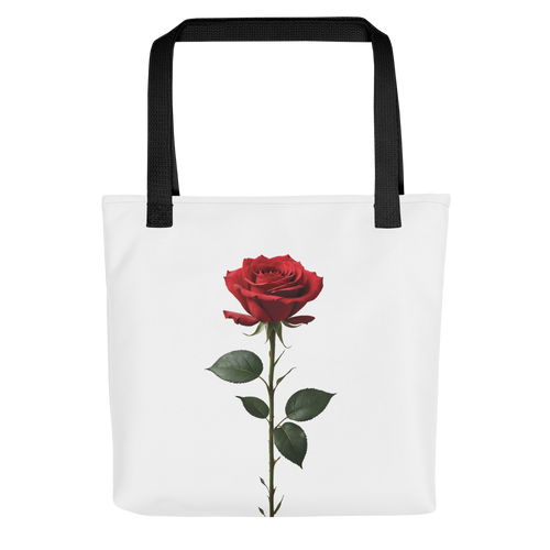 Red Rose on White Tote Bag