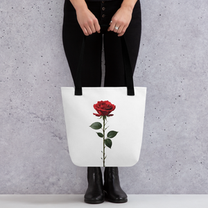 Red Rose on White Tote Bag