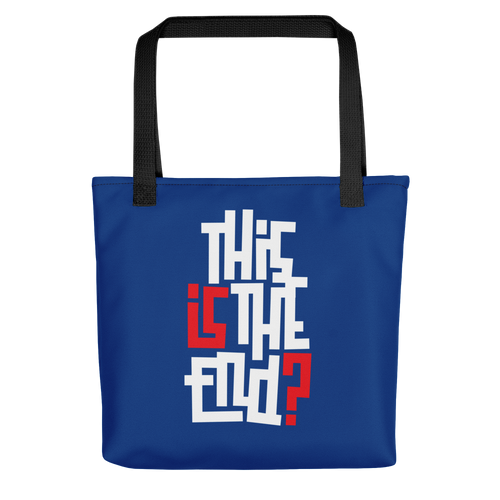 IS/THIS IS THE END? Navy Blue Reverse Tote Bag