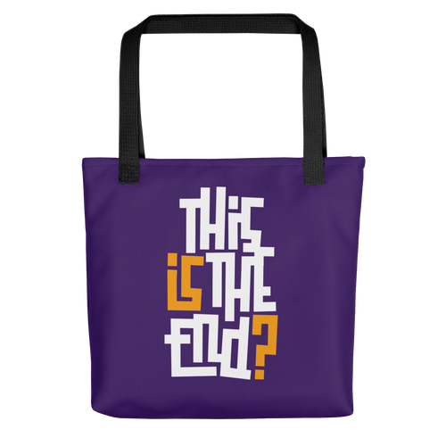 IS/THIS IS THE END? Purple Yellow Reverse Tote Bag