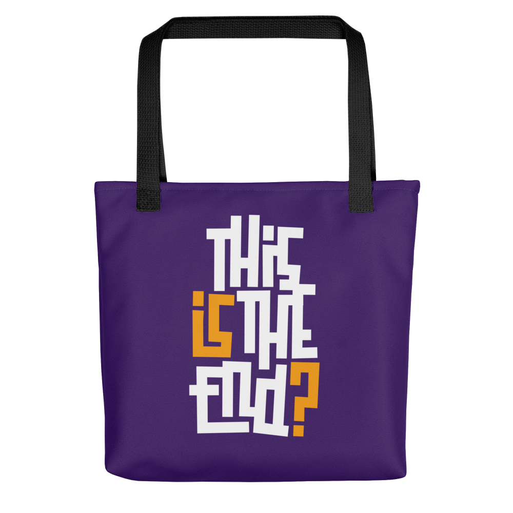 IS/THIS IS THE END? Purple Yellow Reverse Tote Bag