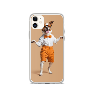 Happy Dancing Dog Beige iPhone Case