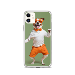 Funny Dancing Dog Green iPhone Case