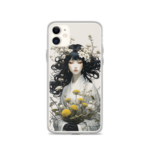 Oriental Lady with Yellow Flowers iPhone Case