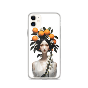 Beauty Lady with Orange Fruits iPhone Case