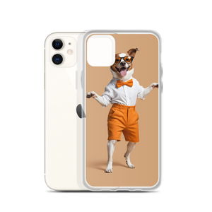 Happy Dancing Dog Beige iPhone Case