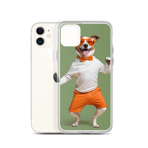 Funny Dancing Dog Green iPhone Case