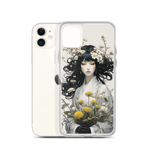 Oriental Lady with Yellow Flowers iPhone Case