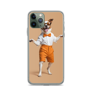 Happy Dancing Dog Beige iPhone Case