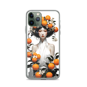 Oriental Lady with Orange Fruits iPhone Case