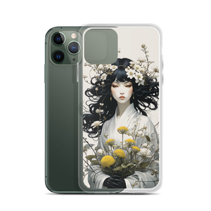 Oriental Lady with Yellow Flowers iPhone Case