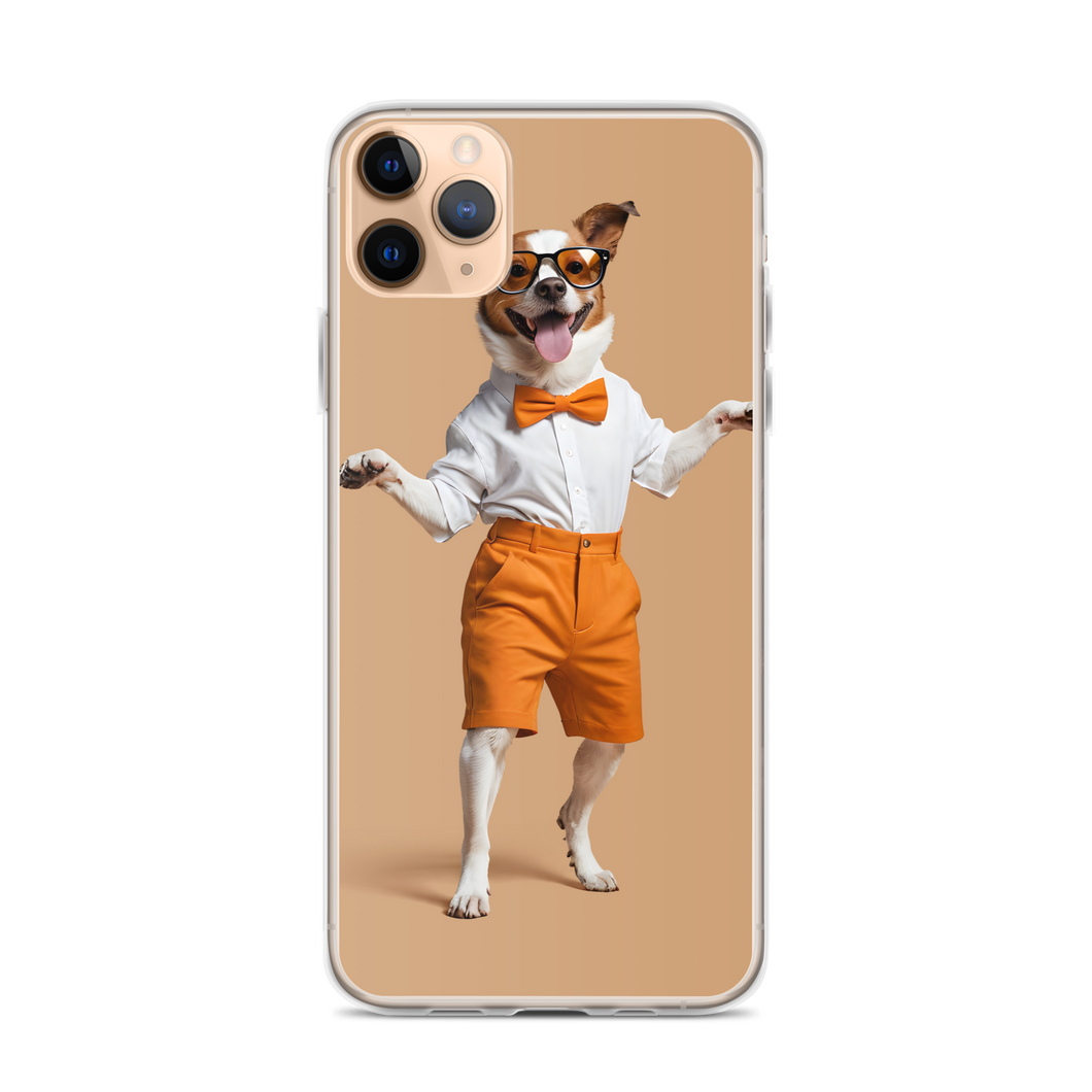 Happy Dancing Dog Beige iPhone Case