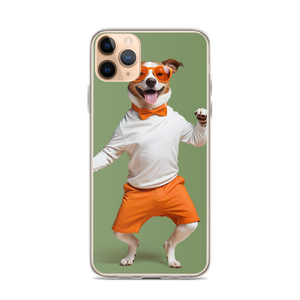 Funny Dancing Dog Green iPhone Case