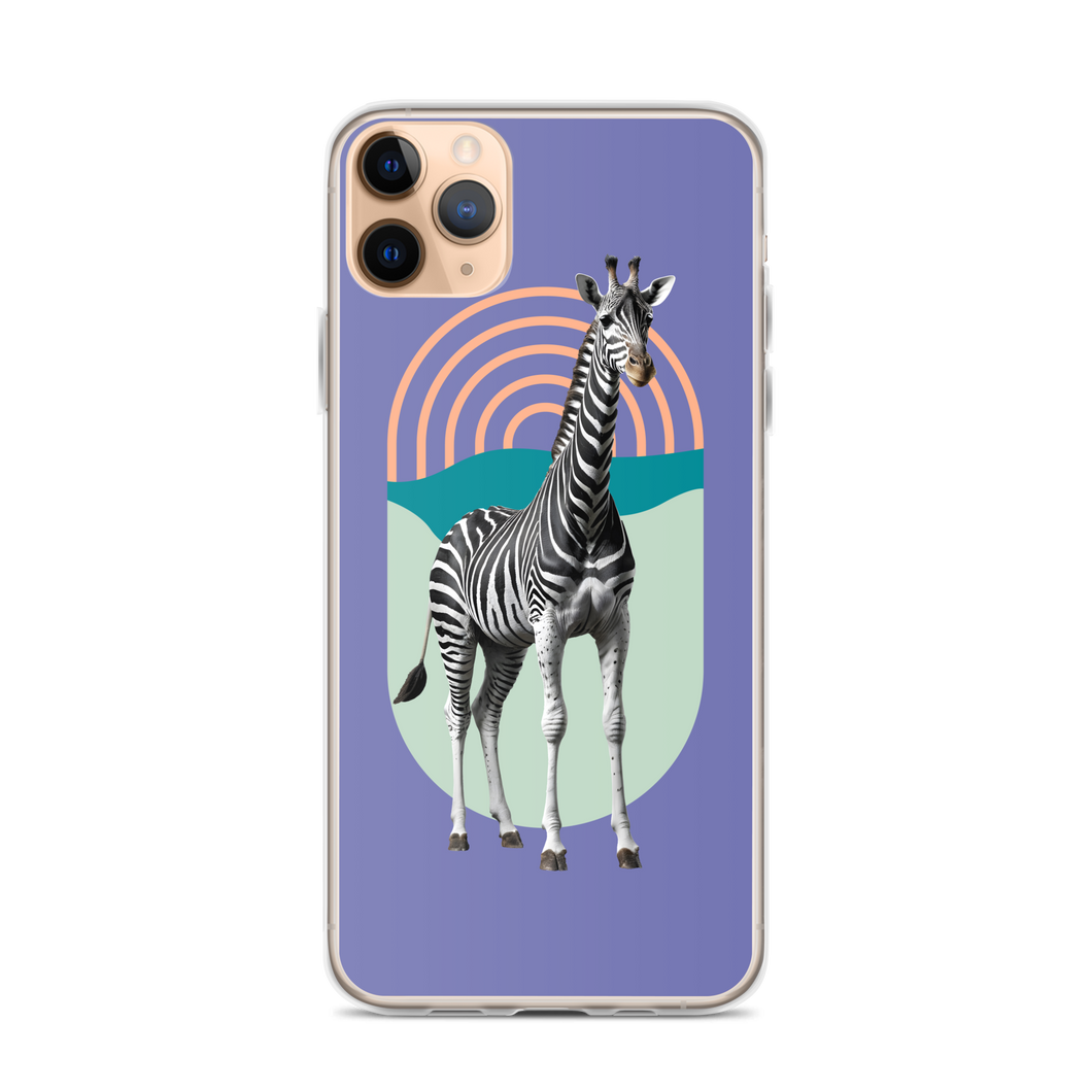 Giraffe Zebra Purple iPhone Case