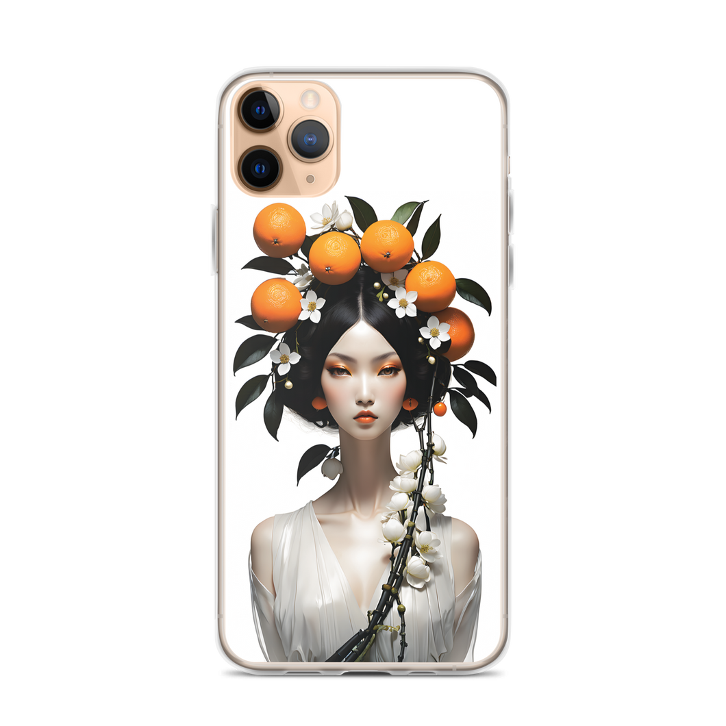 Beauty Lady with Orange Fruits iPhone Case