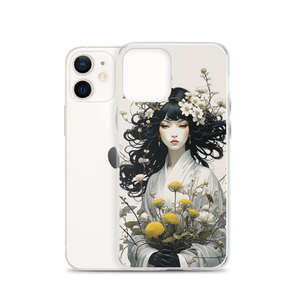 Oriental Lady with Yellow Flowers iPhone Case