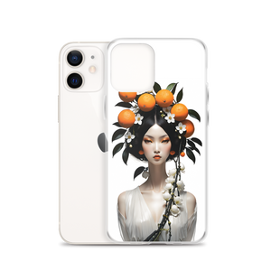 Beauty Lady with Orange Fruits iPhone Case