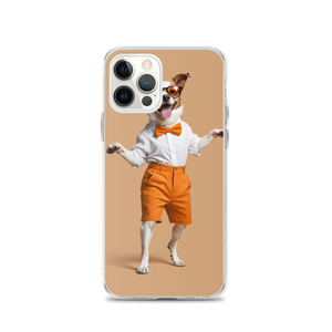 Happy Dancing Dog Beige iPhone Case