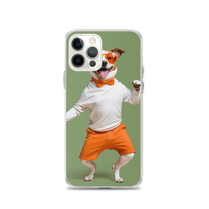 Funny Dancing Dog Green iPhone Case