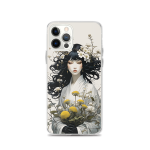 Oriental Lady with Yellow Flowers iPhone Case