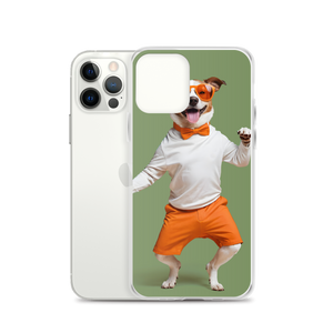 Funny Dancing Dog Green iPhone Case