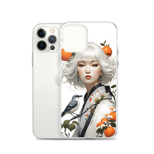 Beauty Lady with Orange and Bird iPhone Case