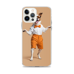 Happy Dancing Dog Beige iPhone Case