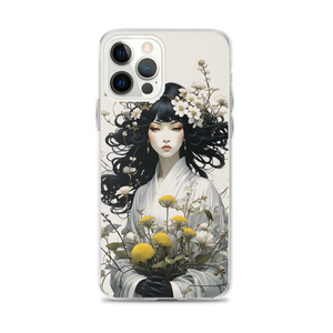 Oriental Lady with Yellow Flowers iPhone Case