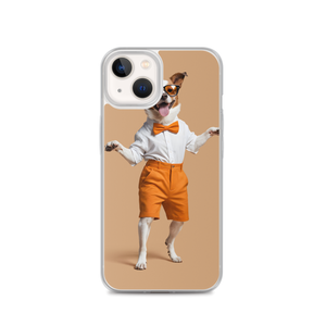 Happy Dancing Dog Beige iPhone Case