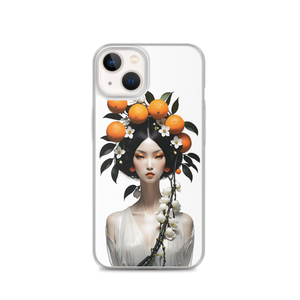 Beauty Lady with Orange Fruits iPhone Case