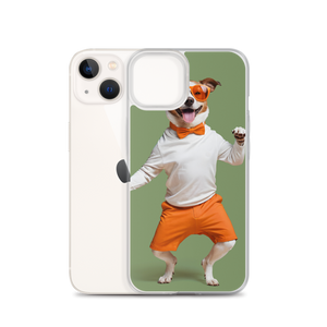 Funny Dancing Dog Green iPhone Case